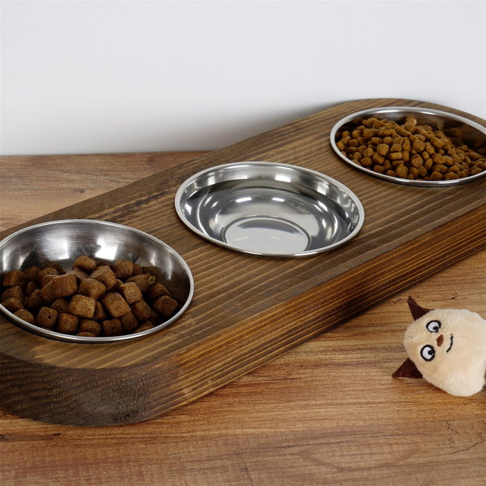 Hanah Home Pet016 Comedero para mascotas 100% madera de abeto color nogal